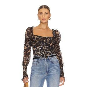 Free People | Brunch Date Bodysuit in Black Combo NWT